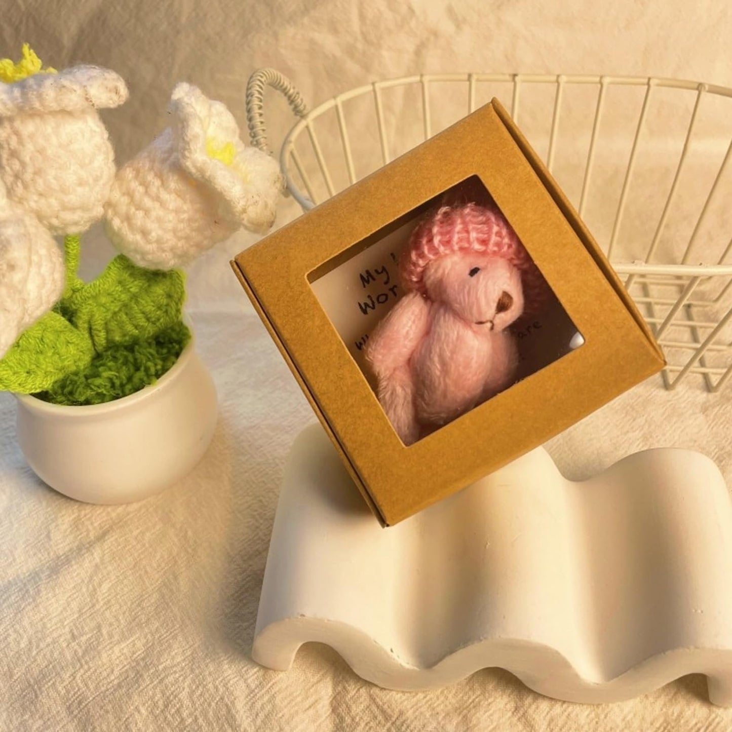 🎁 Best gift✨Handmade Mini Plush Teddy Bear in Box