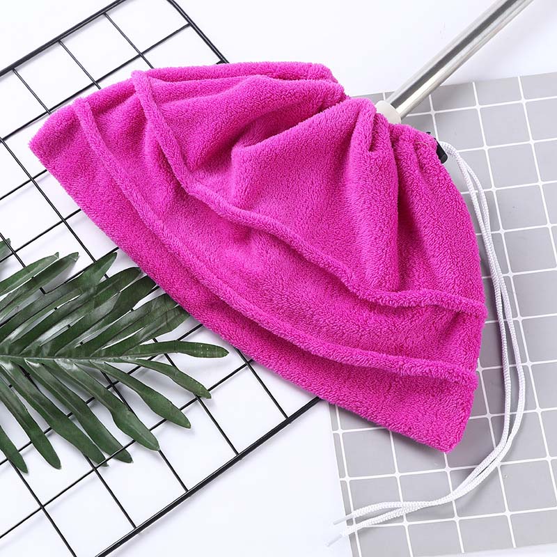 🧼 Drawstring Coral Fleece Mop Head – Dual-Sided & Super Absorbent