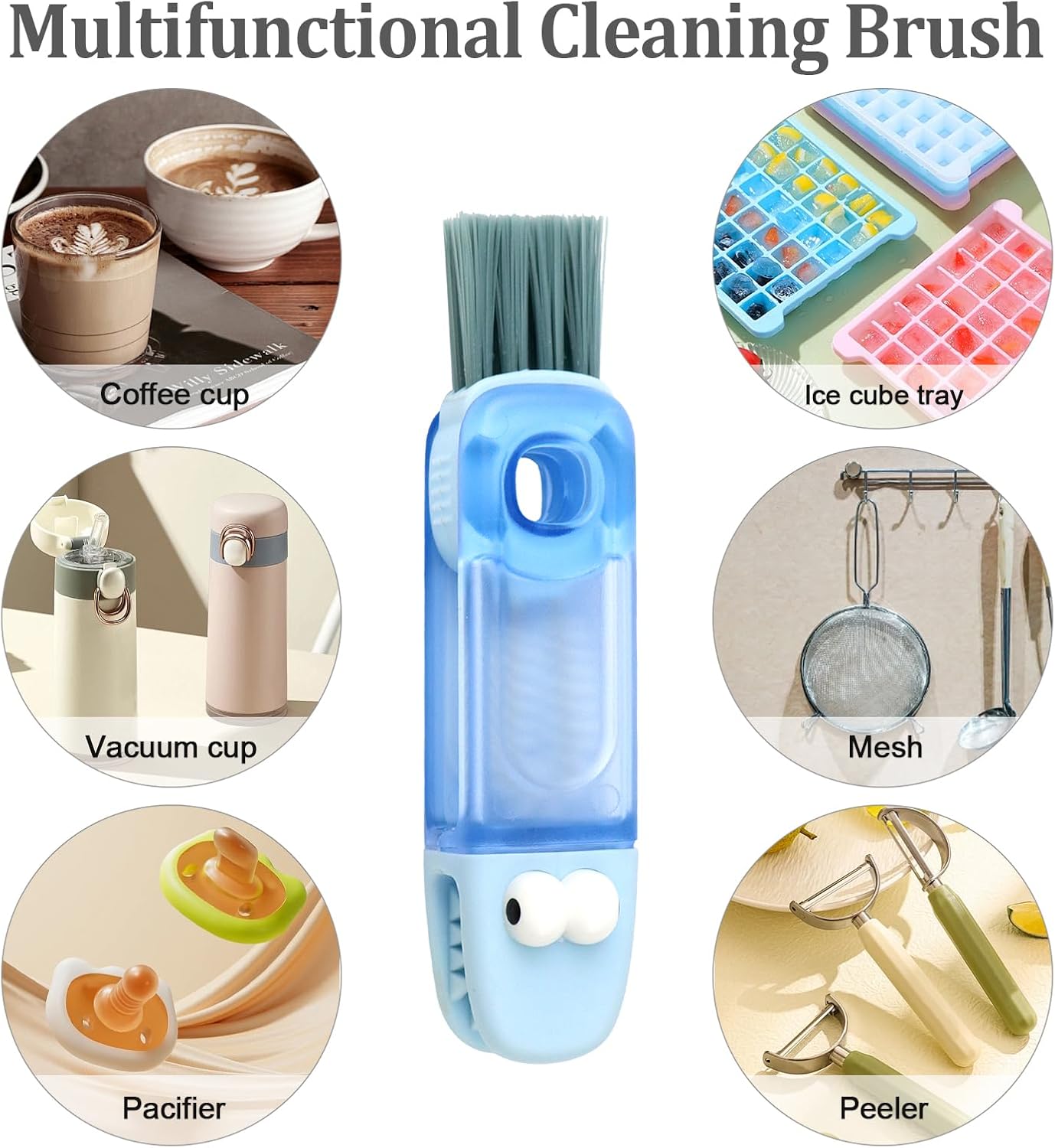 Multifunctional cleaning brush, 4 in 1 cleaning brush for cup lid