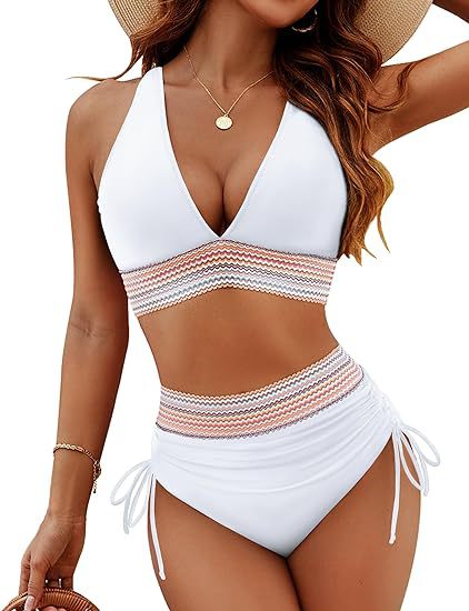 🔥S~4XL One Size🔥2025 Belly-Control Colorblocking High Neck Bikini Set