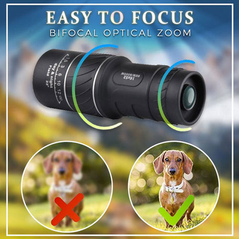 🔭 16x52 Monocular Telescope | High-Power Dual Focus Optical Zoom Scope 🔥