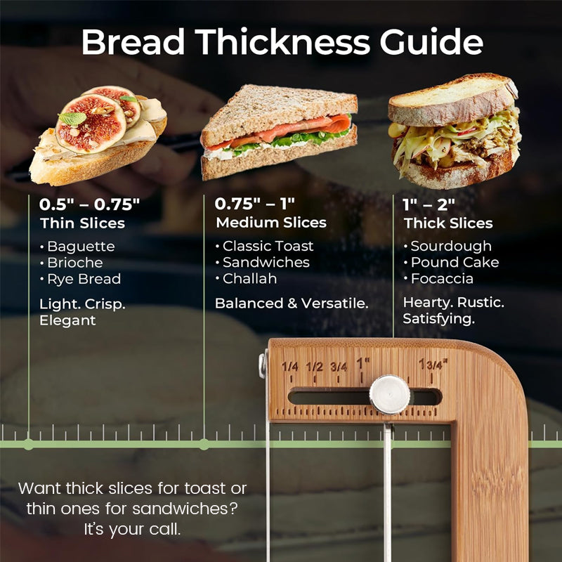 🍞 The Perfect Slice Every Time – Adjustable Wooden Bread Slicer