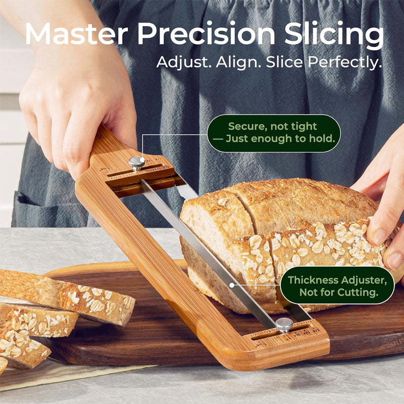 🍞 The Perfect Slice Every Time – Adjustable Wooden Bread Slicer