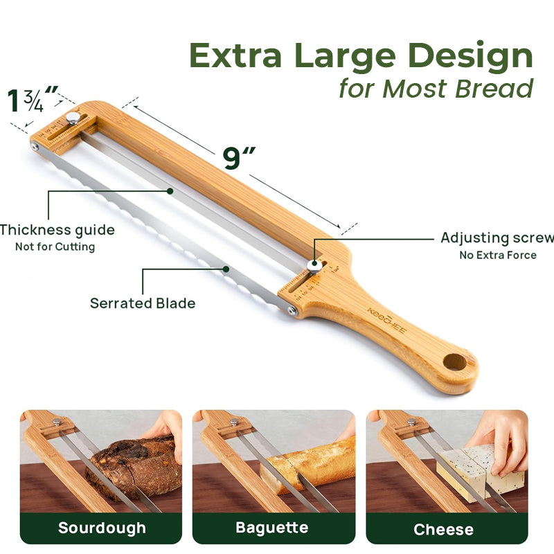🍞 The Perfect Slice Every Time – Adjustable Wooden Bread Slicer