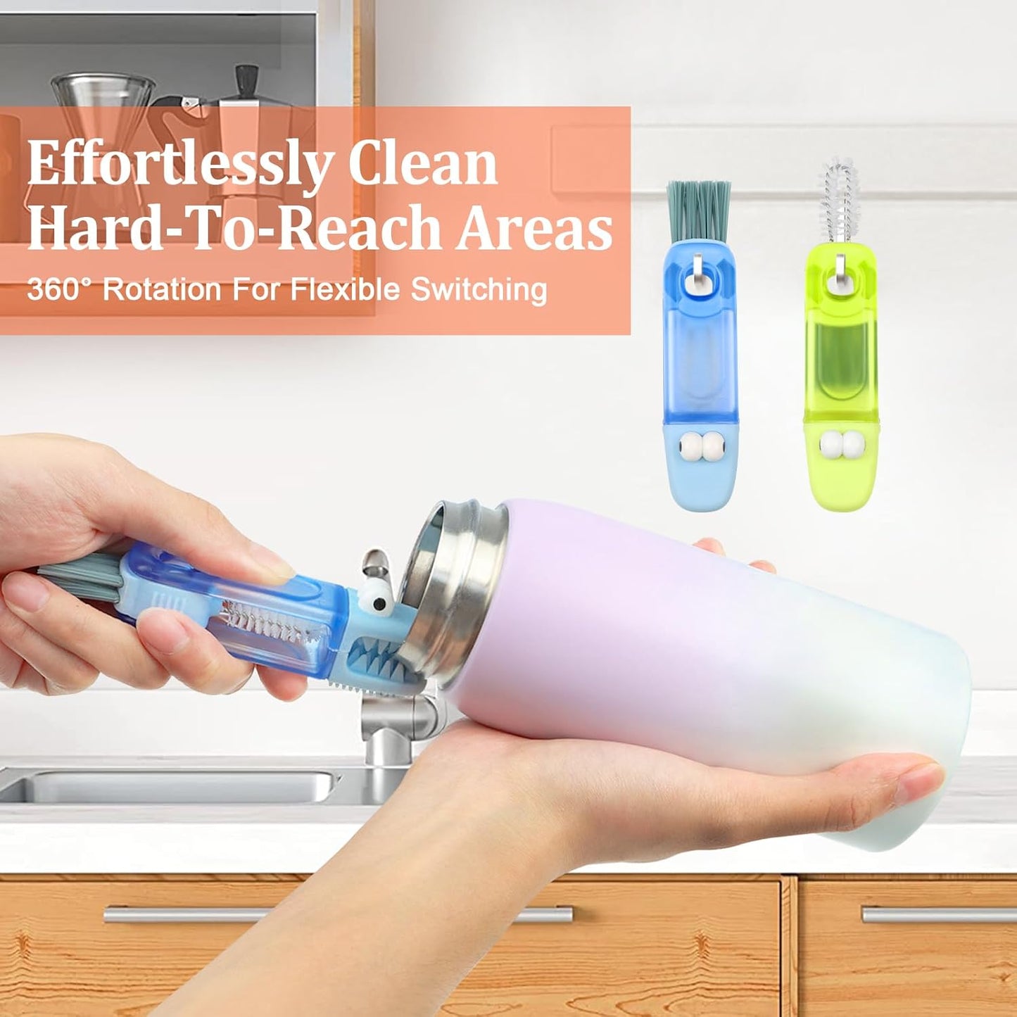 Multifunctional cleaning brush, 4 in 1 cleaning brush for cup lid