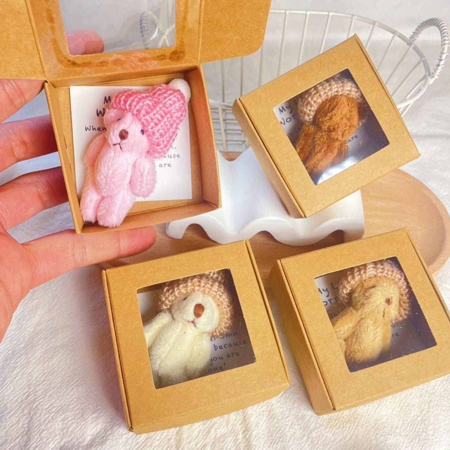 🎁 Best gift✨Handmade Mini Plush Teddy Bear in Box