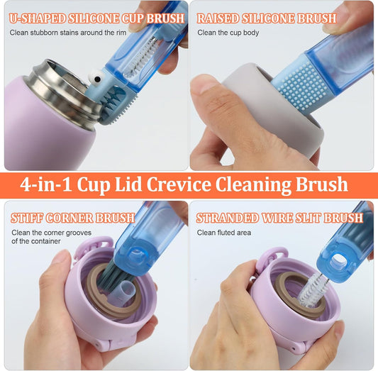 Multifunctional cleaning brush, 4 in 1 cleaning brush for cup lid