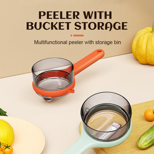 Peeler with bucket storage