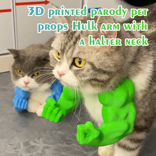 3D printed parody pet props Hulk arm with a halter neck